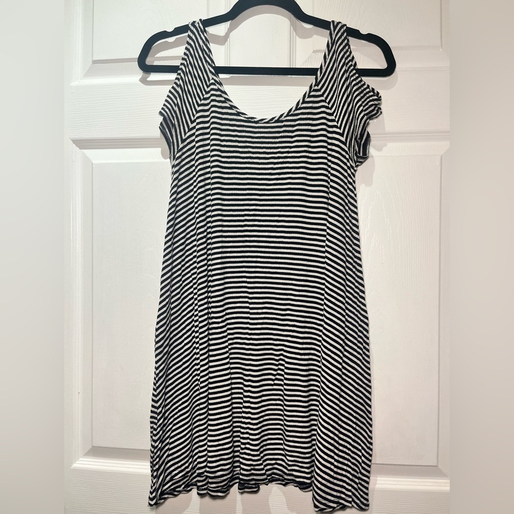 Soprano Black and White Striped Mini Dress